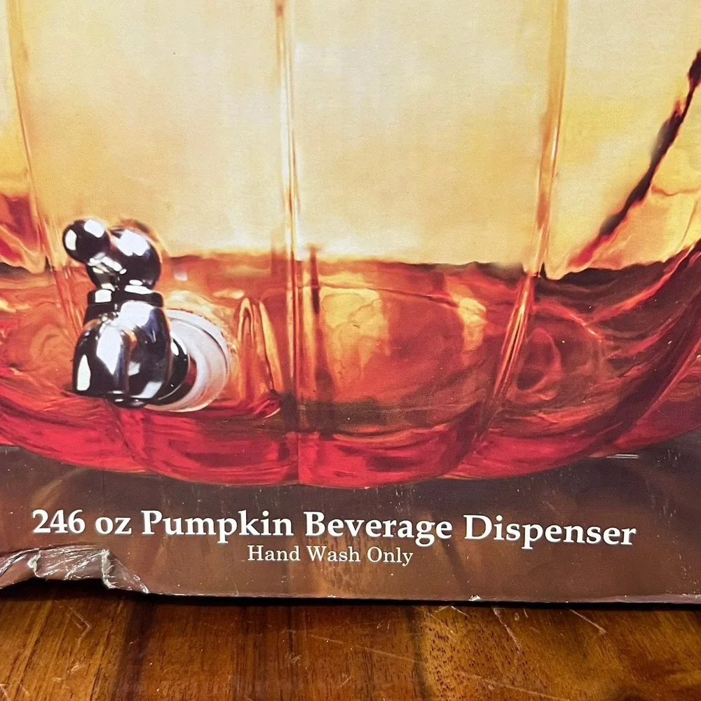Circleware Pumpkin Beverage Dispenser 1.92 Gal Orange Like New Glass Spigot